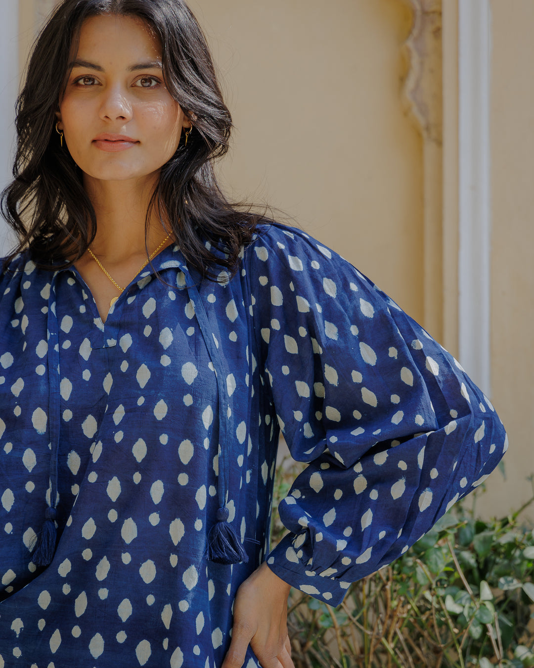 Nina Blouse in Natural Indigo