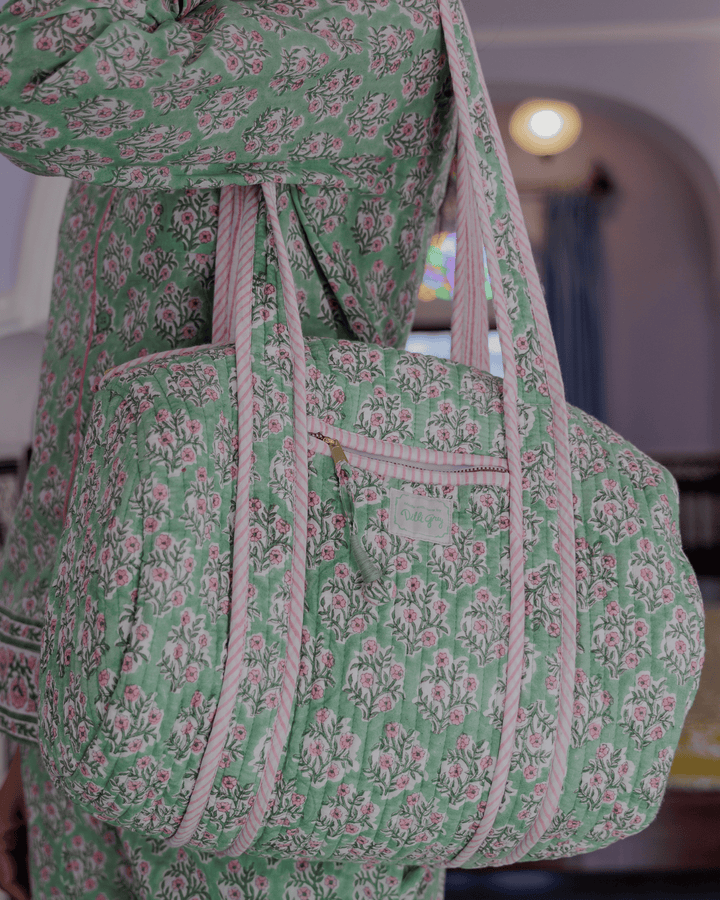 Sage and Pink Mogra Mini Bowling Bag