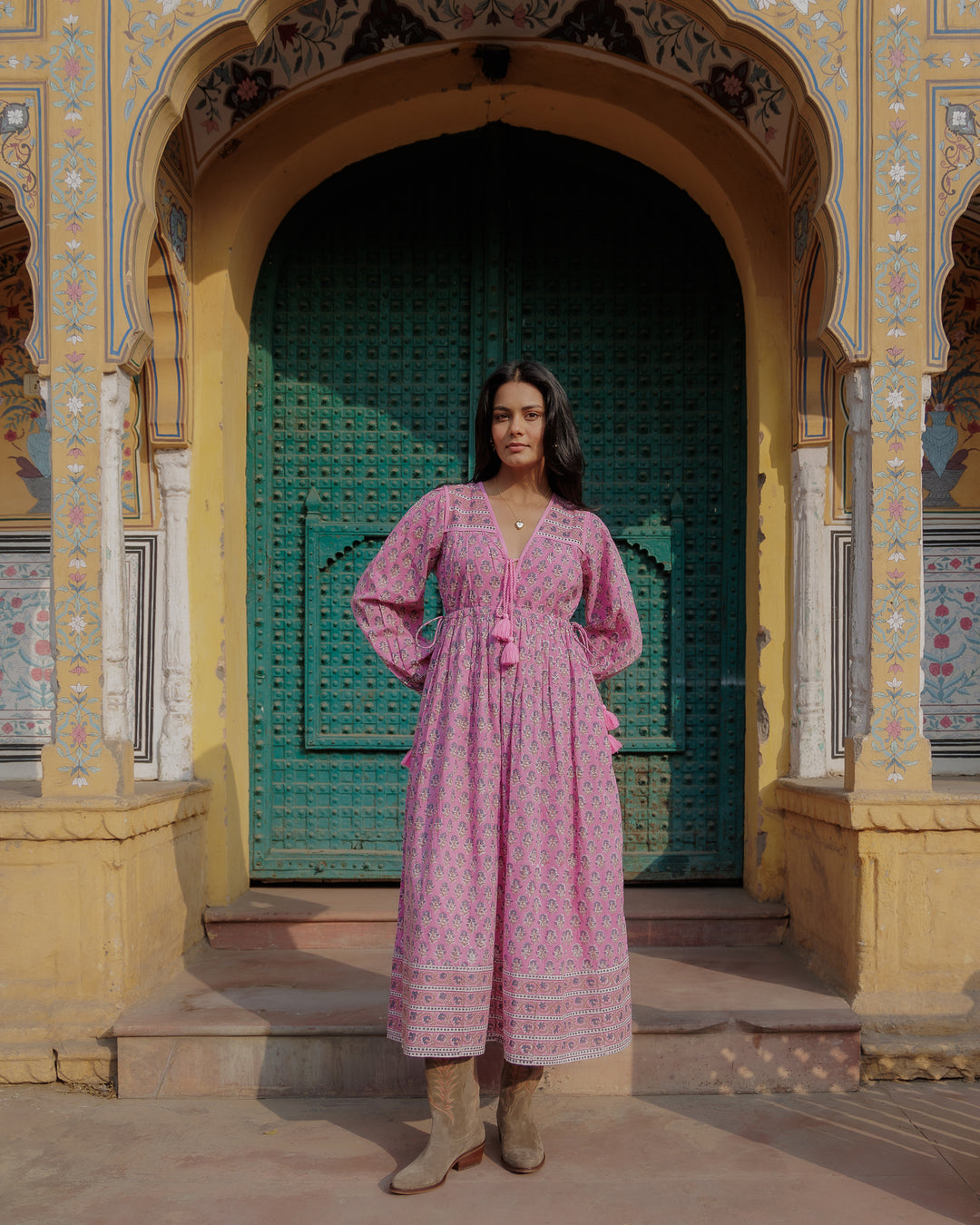 Fifi Boho Midaxi Dress in Pink Lavender