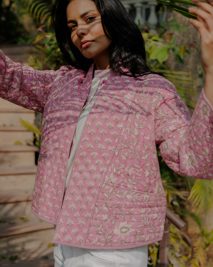 Sunita Quilted Jacket in Pink Lavender