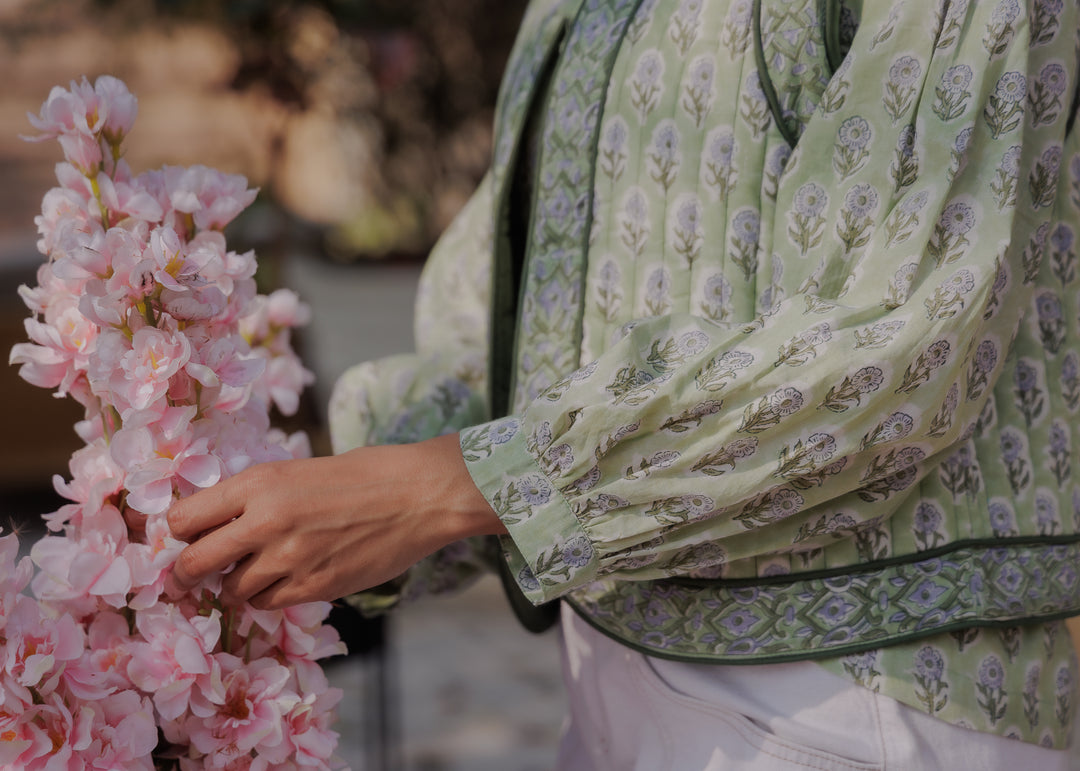 Nina Blouse in Tulsi Green