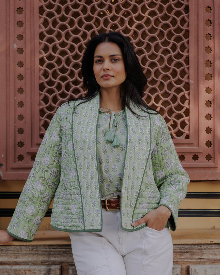 Sunita Quilted Jacket in Tulsi Green