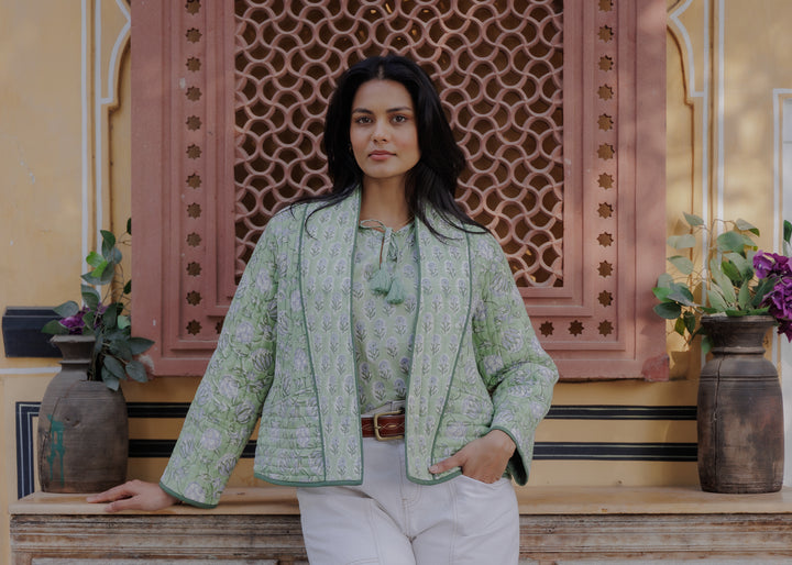 Sunita Quilted Jacket in Tulsi Green