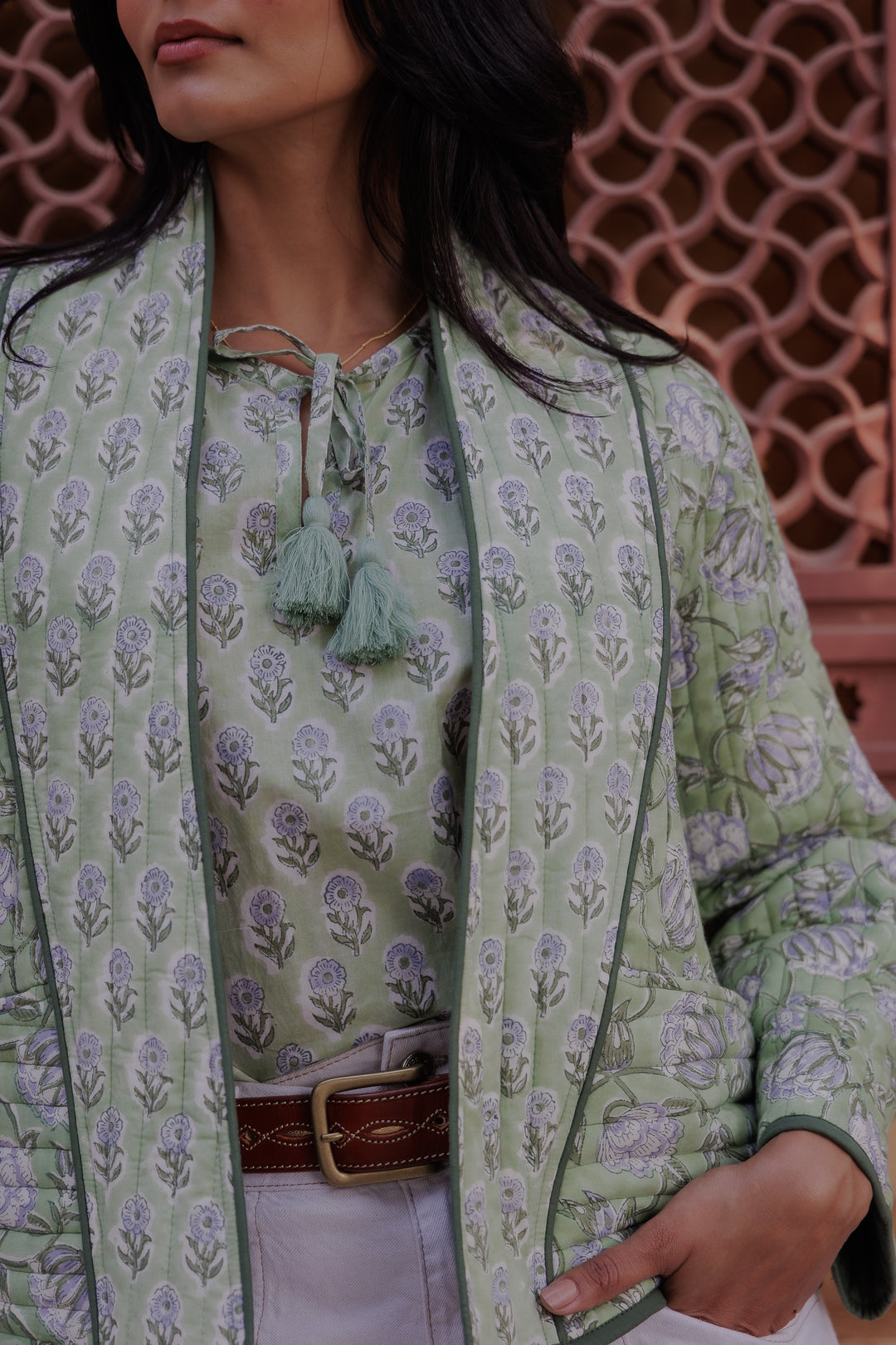 Sunita Quilted Jacket in Tulsi Green