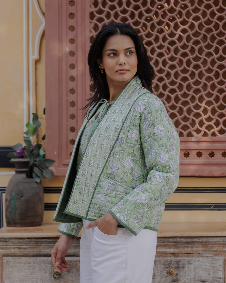 Sunita Quilted Jacket in Tulsi Green