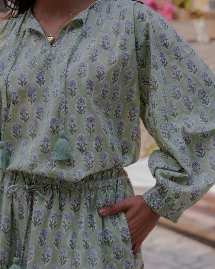 Nina Blouse in Tulsi Green