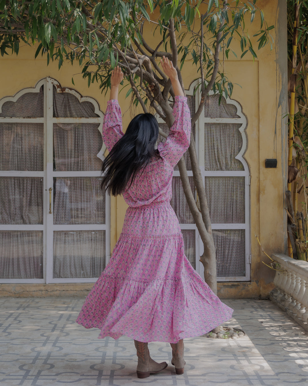 Maya Maxi-Tiered Skirt in Pink Lavender