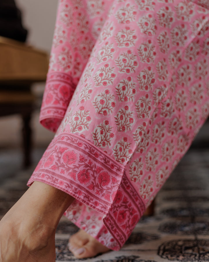 Mogra Long Sleeve PJ set in Rani Pink