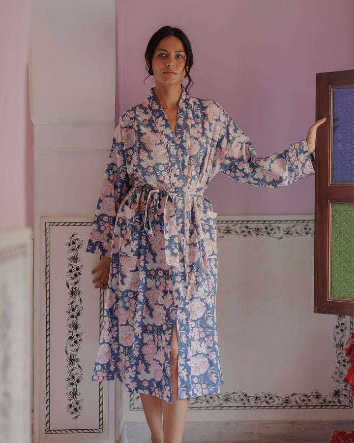 Waterlily Robe in Midnight Blue