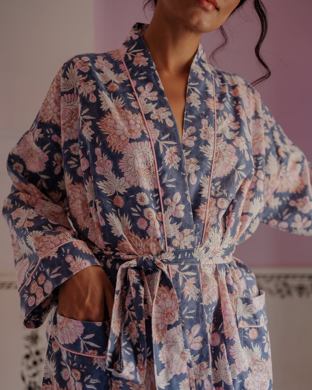 Waterlily Robe in Midnight Blue