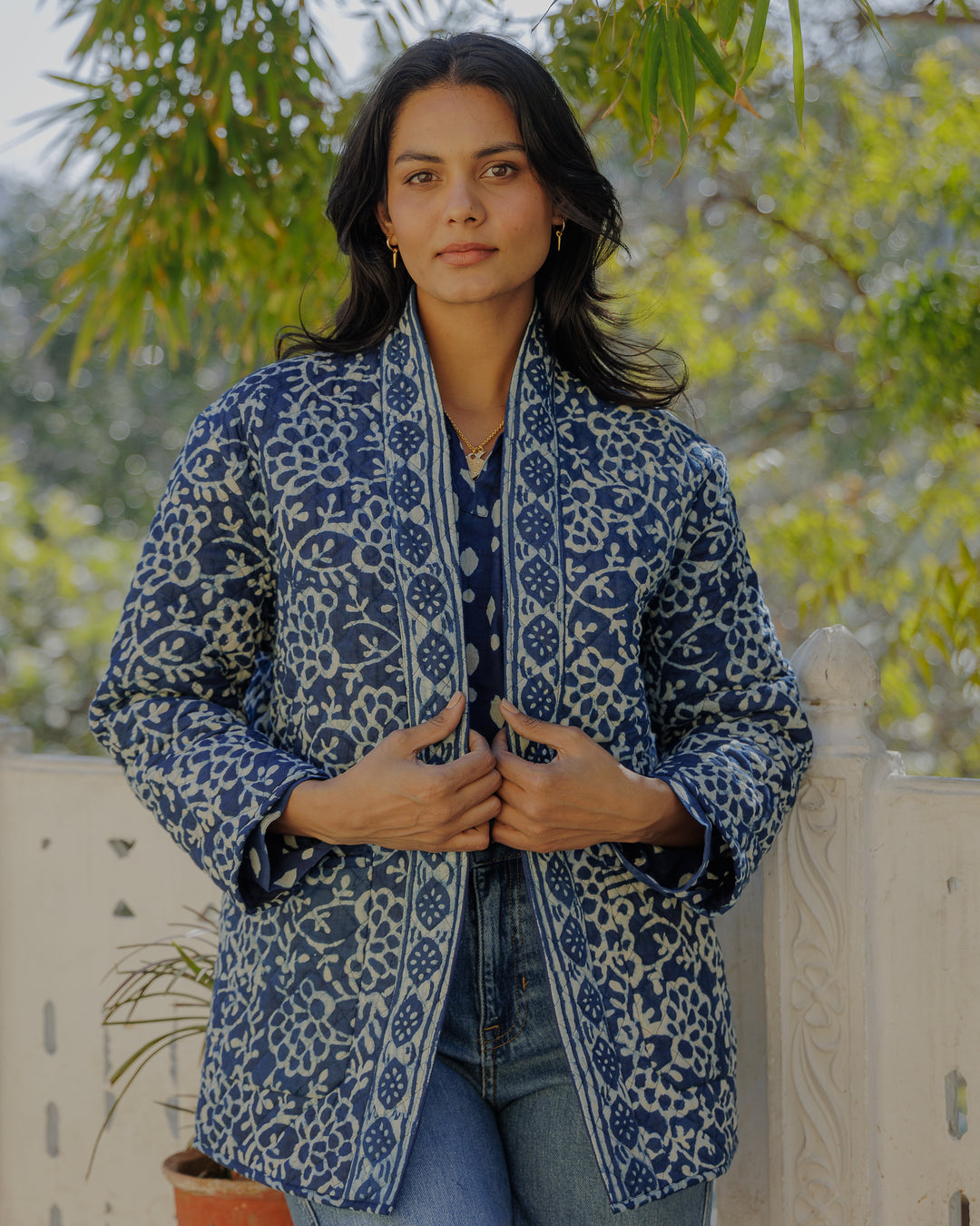 Leena Quilted Jacket in Natural Indigo