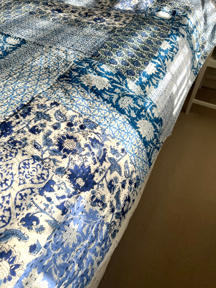 Patchwork Kantha in Celestial Blue