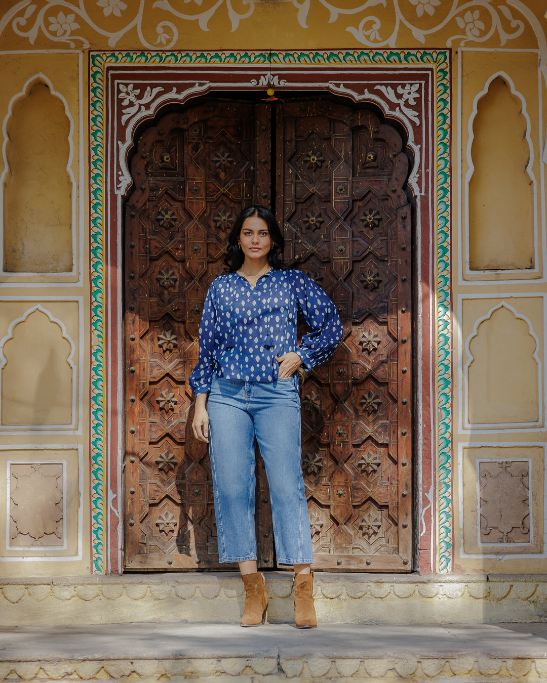 Nina Blouse in Natural Indigo