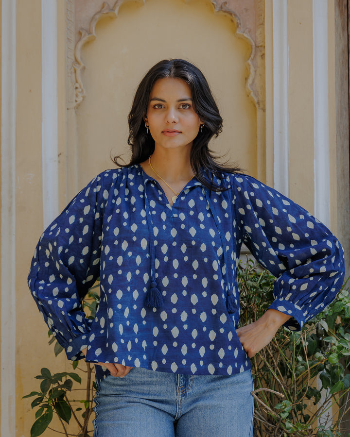 Nina Blouse in Natural Indigo