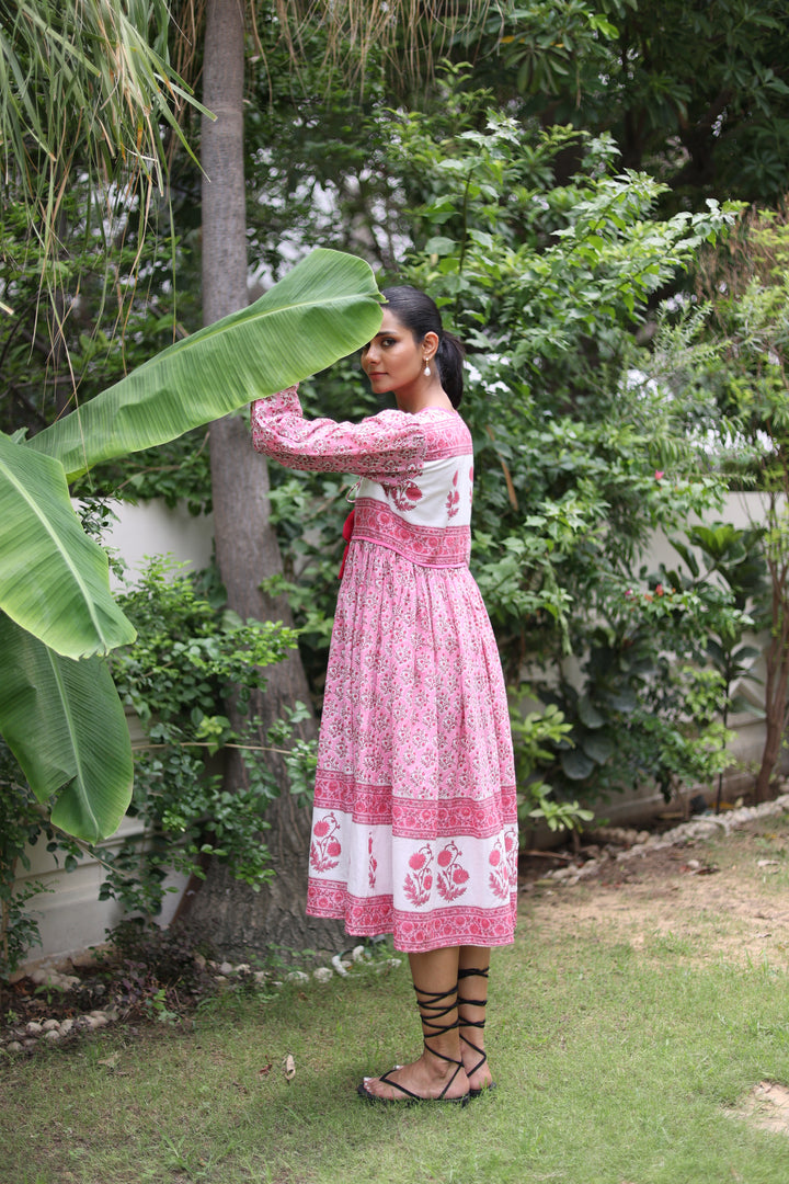 Jackie midi dress in rani pink