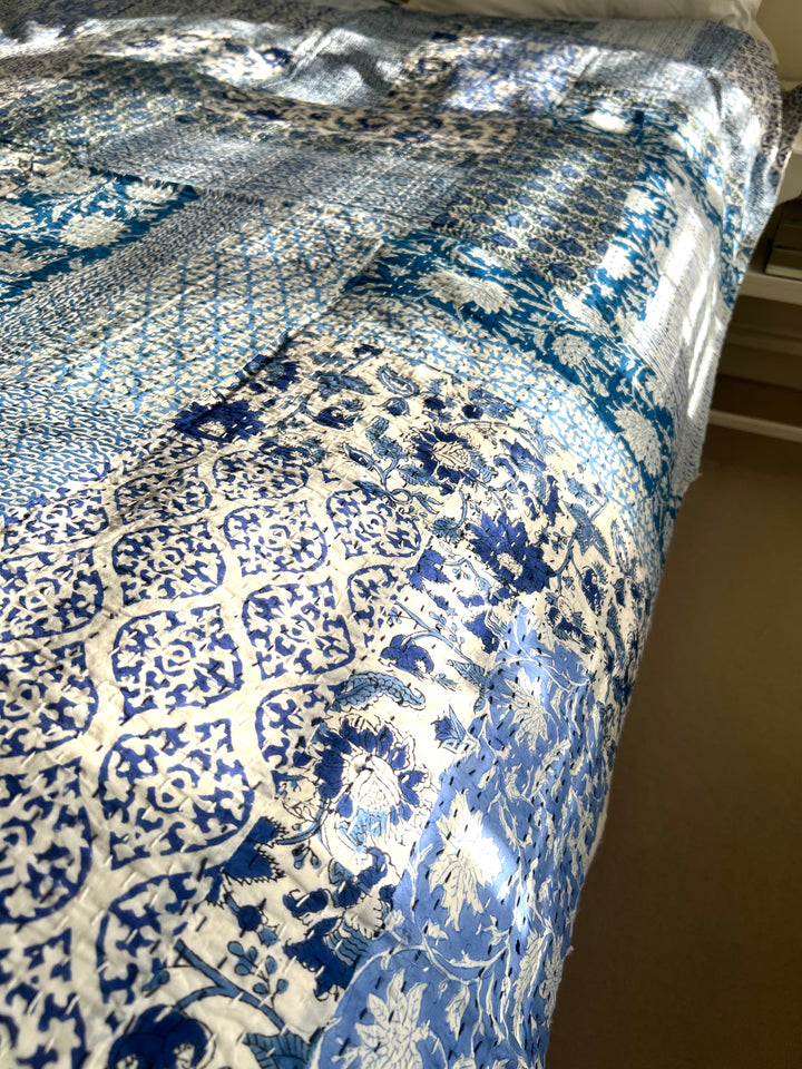 Patchwork Kantha in Celestial Blue