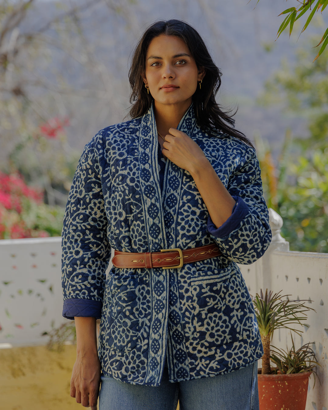 Leena Quilted Jacket in Natural Indigo