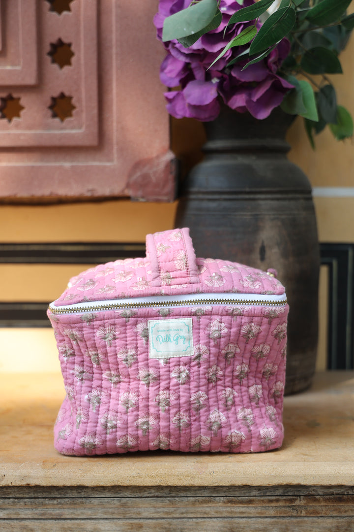 Jasmine Buta Cosmetics Case in Pink Lavender