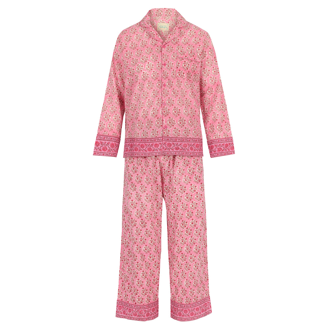 Mogra Long Sleeve PJ set in Rani Pink