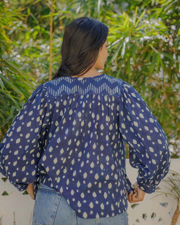 Nina Blouse in Natural Indigo