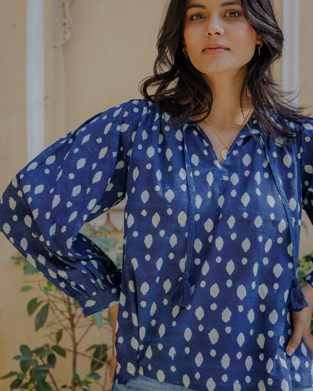 Nina Blouse in Natural Indigo