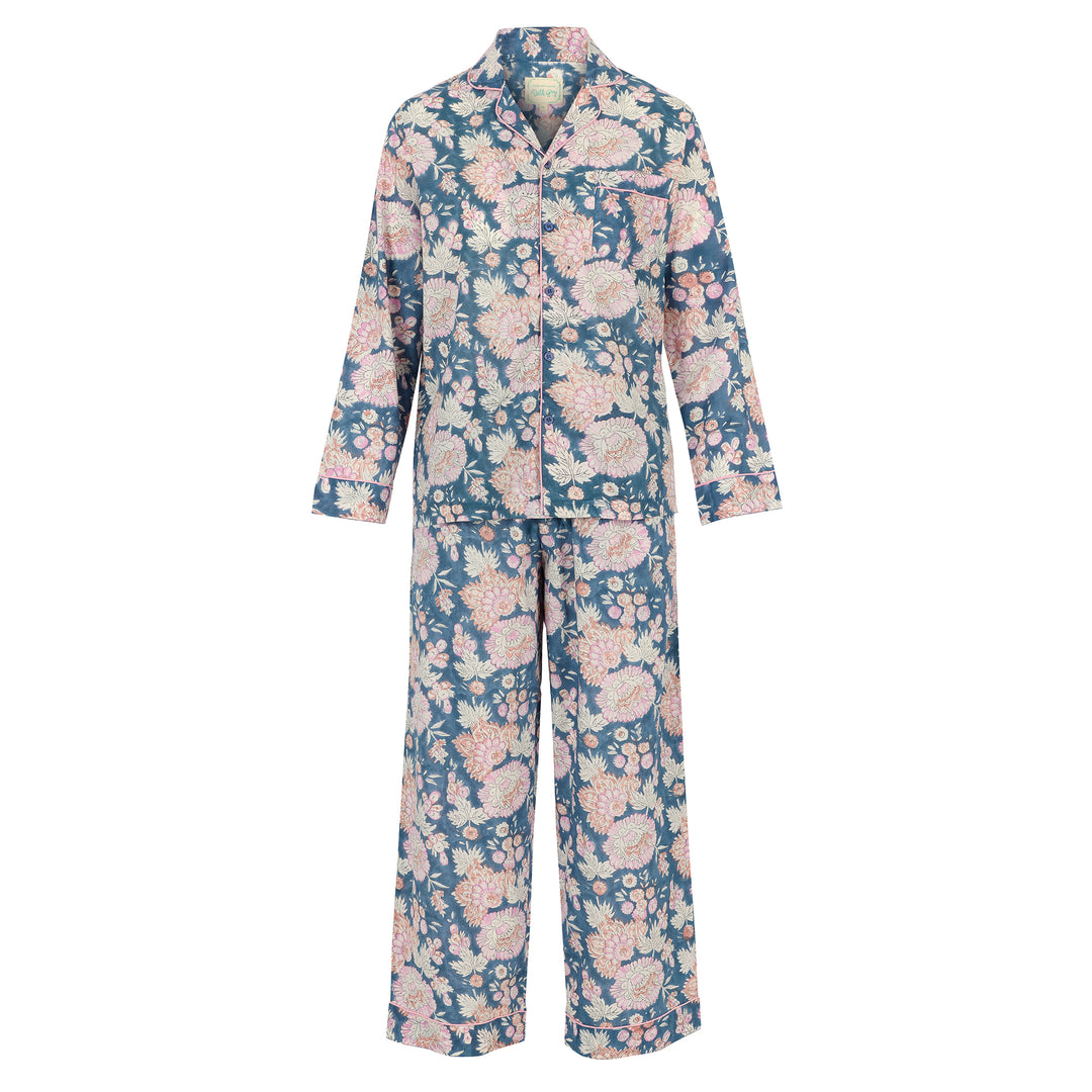 Waterlily Long Sleeve PJ set in Midnight Blue